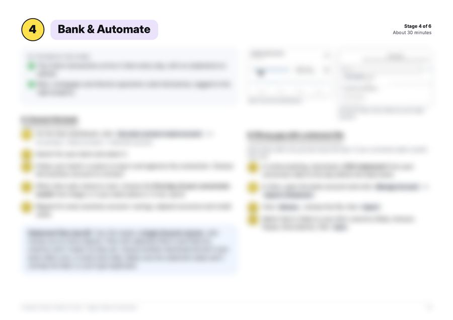Stage 4: Bank & Automate (preview, blurred)